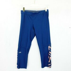 UNDER ARMOUR Capri Pants Womens SMALL Navy Blue Compression‎ Crop Leggings 27x17